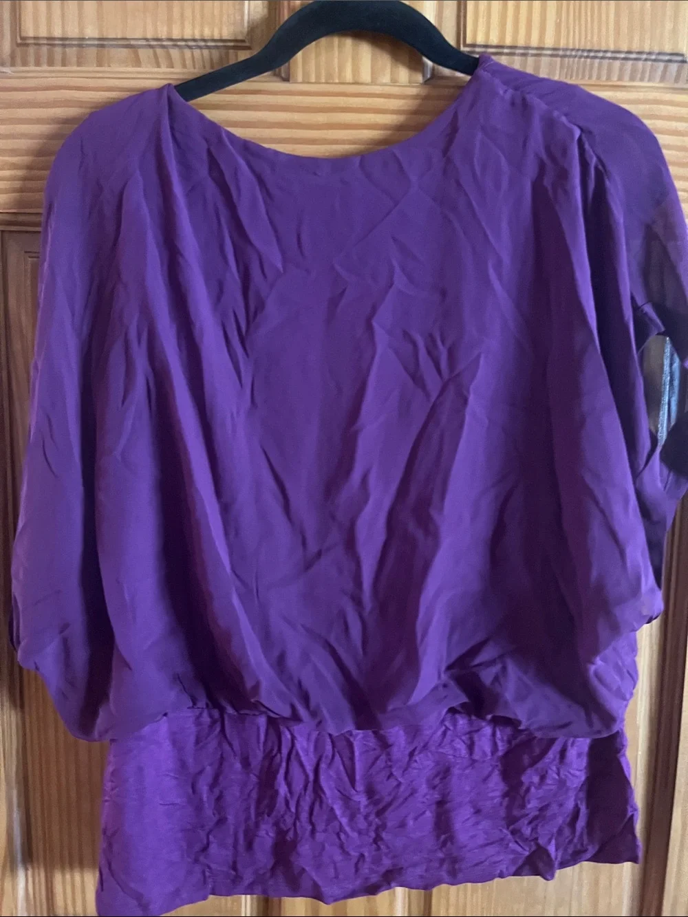 Joseph A Plum Draped V-Neck Blouse